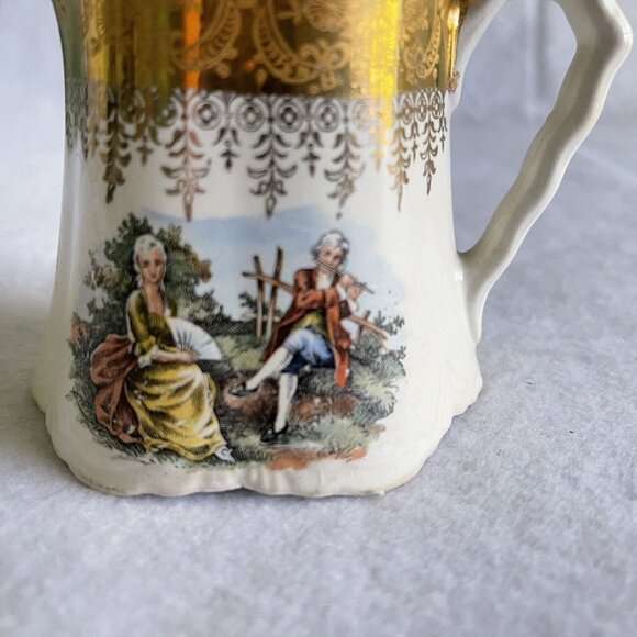 WS George Radisson Creamer Courting Couple 22K Gold Trim USA HK China GEO12 FLAW - Picture 6 of 12